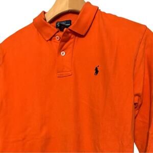 Polo Ralph Lauren Boys Size M 12 14 Orange Long Sleeve Polo Shirt